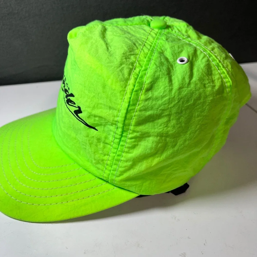 Vintage 1990 Days of Thunder Movie Promo Hat Neon Green Nylon Strapback Cap USA